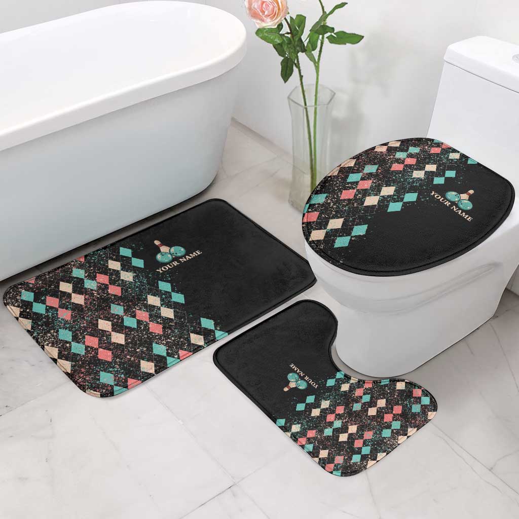 Custom Bowling Balls Bathroom Set with Does This Shirt Make My Balls Look Big Quote and Retro Argyle Pattern - Wonder Print Shop