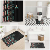 Custom Bowling Balls Bathroom Set with Does This Shirt Make My Balls Look Big Quote and Retro Argyle Pattern - Wonder Print Shop