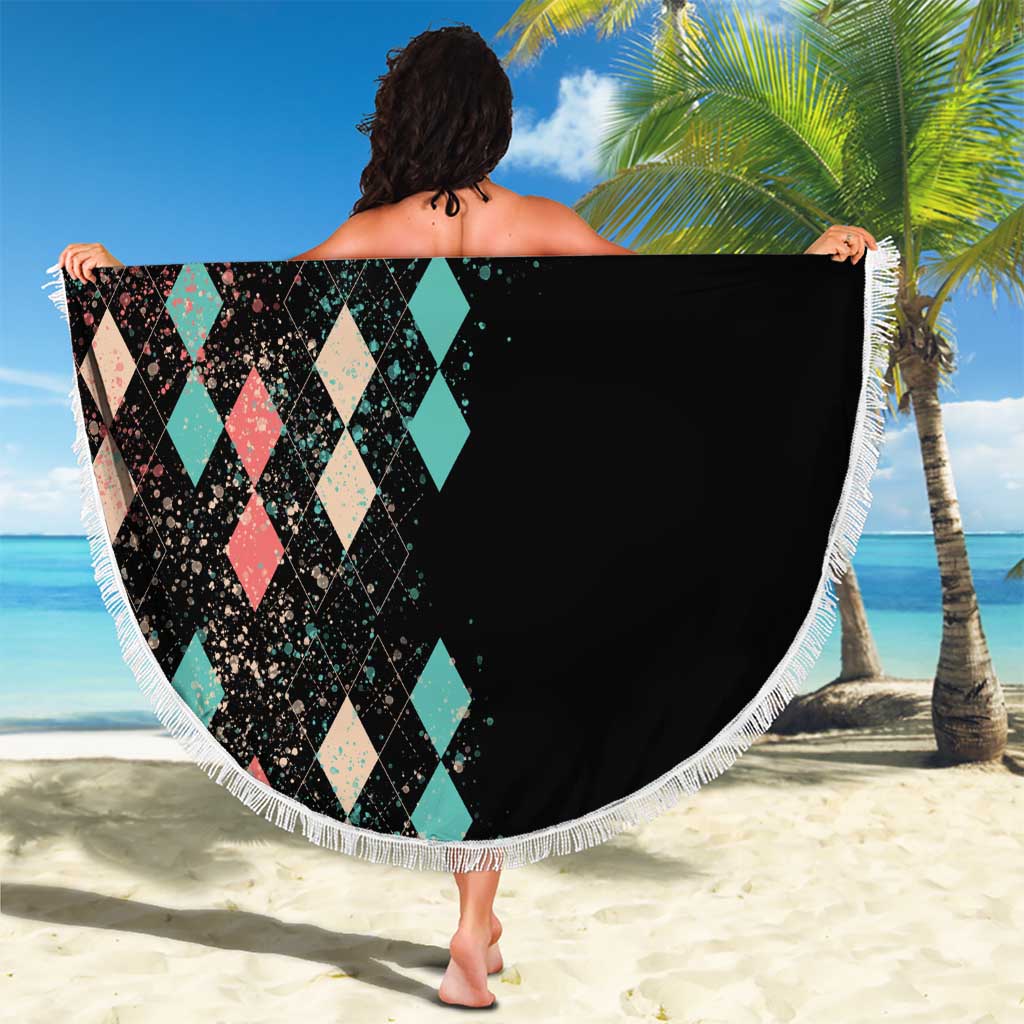 Custom Bowling Balls Beach Blanket with Does This Shirt Make My Balls Look Big Quote and Retro Argyle Pattern - Wonder Print Shop