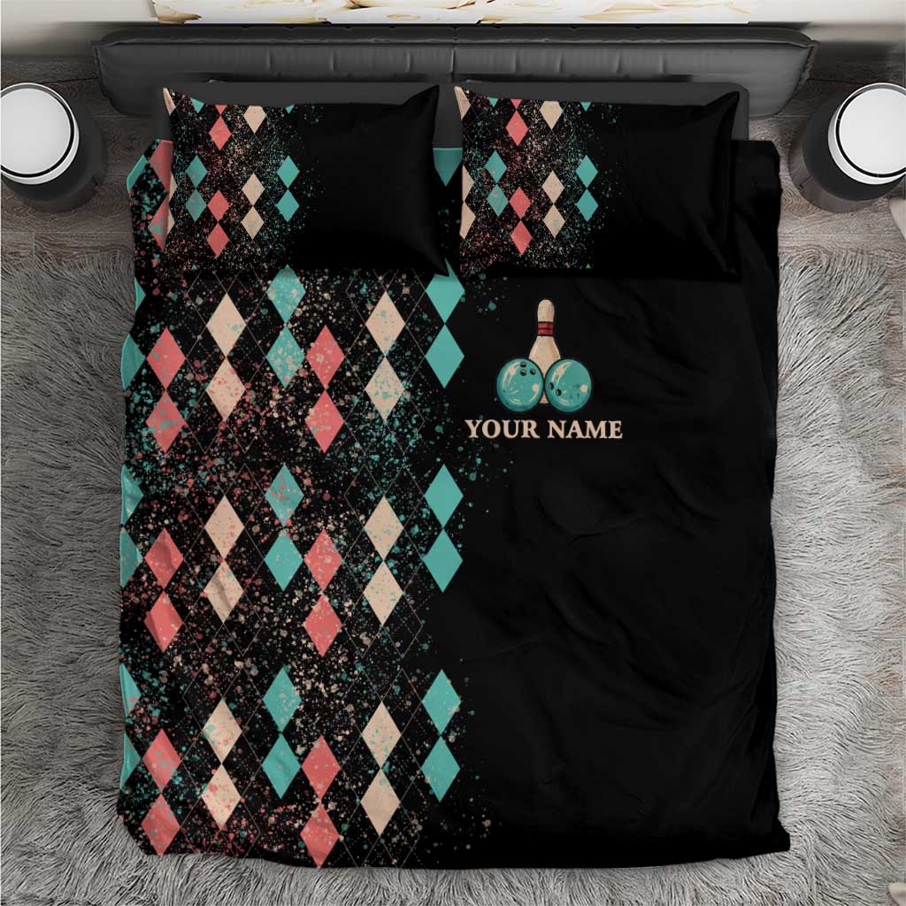 Custom Bowling Balls Bedding Set with Does This Shirt Make My Balls Look Big Quote and Retro Argyle Pattern - Wonder Print Shop