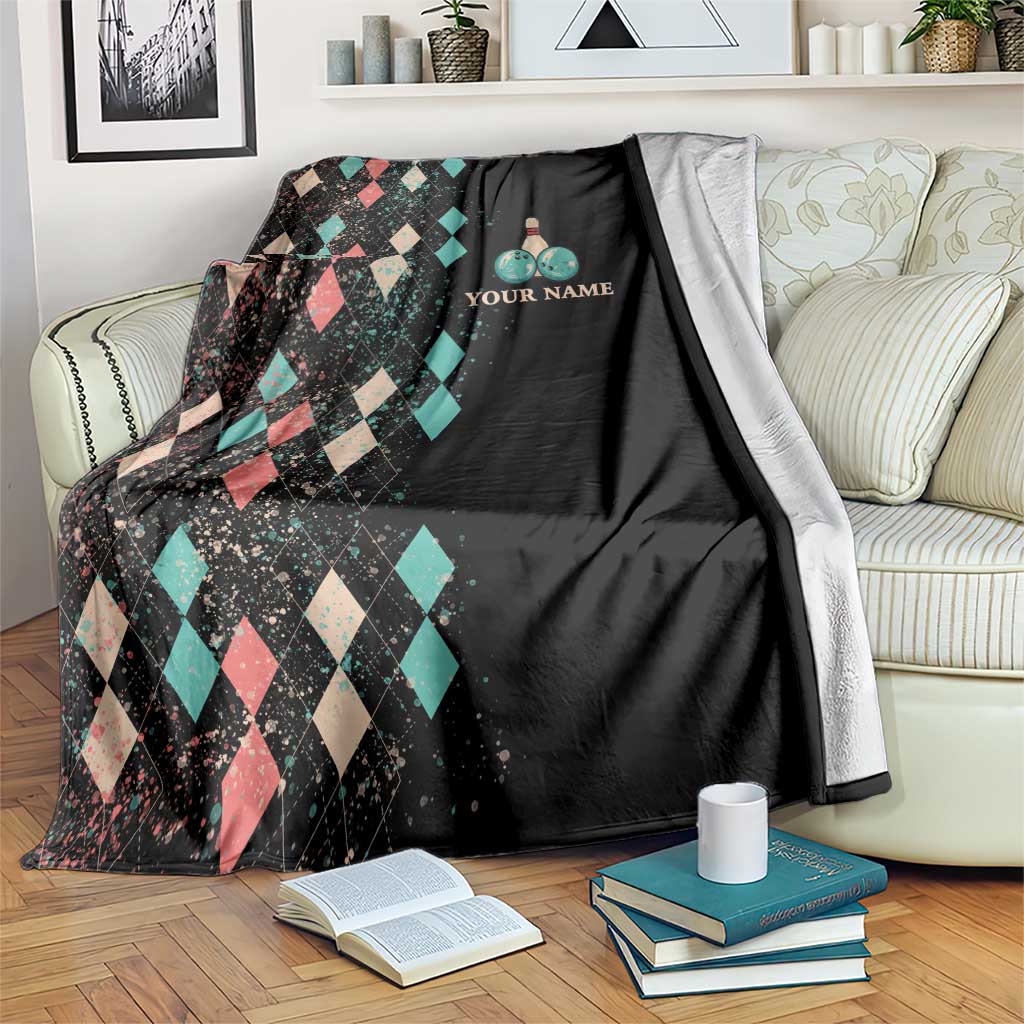 Custom Bowling Balls Blanket with Does This Shirt Make My Balls Look Big Quote and Retro Argyle Pattern - Wonder Print Shop