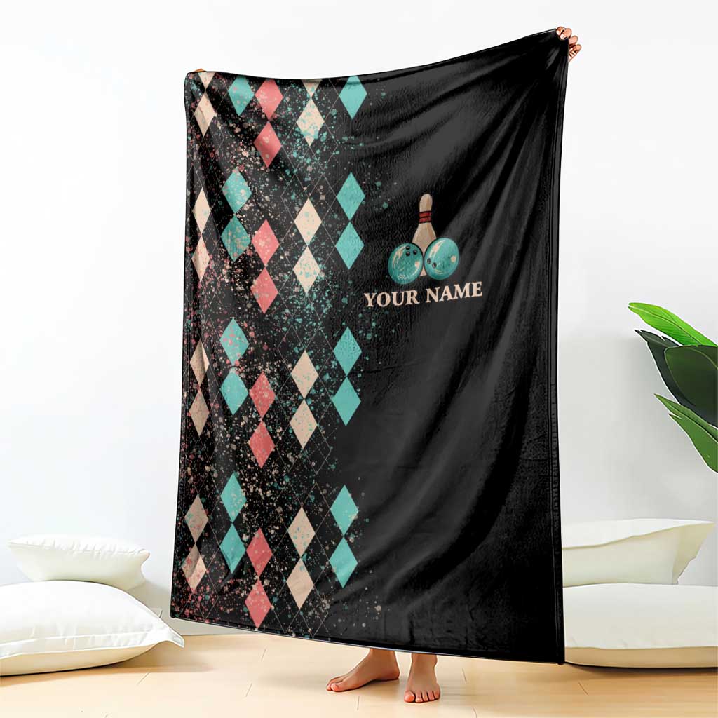 Custom Bowling Balls Blanket with Does This Shirt Make My Balls Look Big Quote and Retro Argyle Pattern - Wonder Print Shop