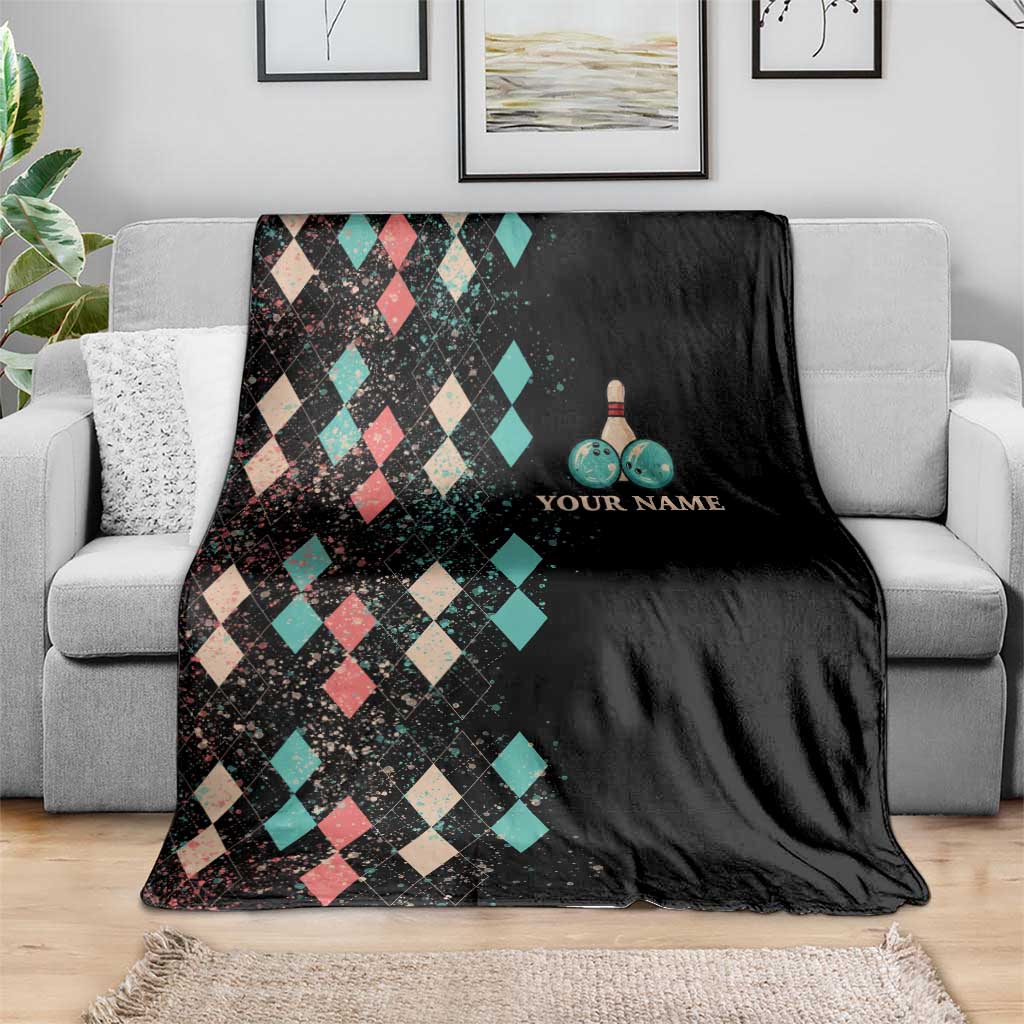 Custom Bowling Balls Blanket with Does This Shirt Make My Balls Look Big Quote and Retro Argyle Pattern - Wonder Print Shop