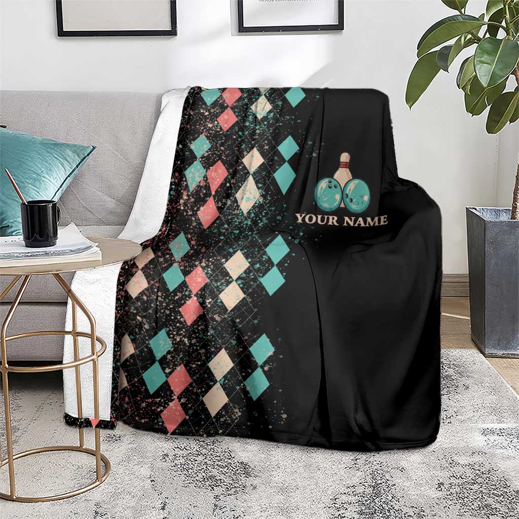 Custom Bowling Balls Blanket with Does This Shirt Make My Balls Look Big Quote and Retro Argyle Pattern - Wonder Print Shop