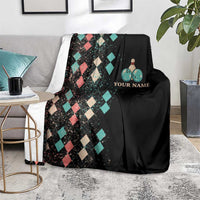Custom Bowling Balls Blanket with Does This Shirt Make My Balls Look Big Quote and Retro Argyle Pattern - Wonder Print Shop