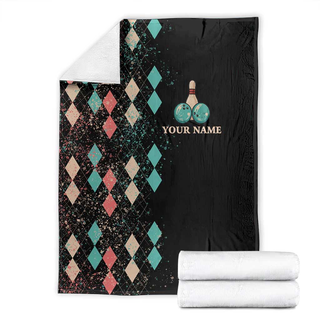 Custom Bowling Balls Blanket with Does This Shirt Make My Balls Look Big Quote and Retro Argyle Pattern - Wonder Print Shop