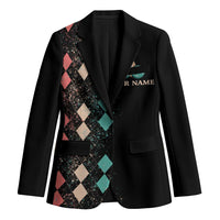 Custom Bowling Balls Blazer with Does This Shirt Make My Balls Look Big Quote and Retro Argyle Pattern - Wonder Print Shop