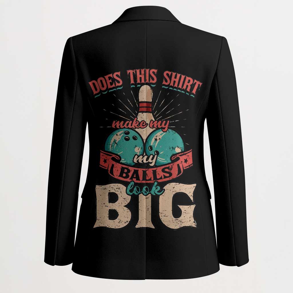 Custom Bowling Balls Blazer with Does This Shirt Make My Balls Look Big Quote and Retro Argyle Pattern - Wonder Print Shop