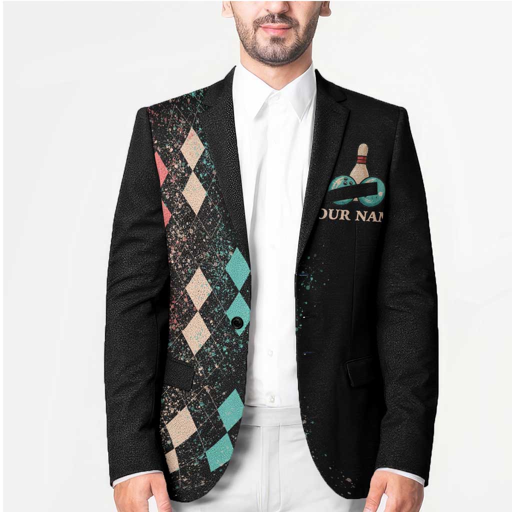 Custom Bowling Balls Blazer with Does This Shirt Make My Balls Look Big Quote and Retro Argyle Pattern - Wonder Print Shop