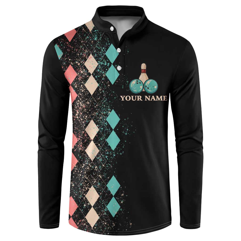 Custom Bowling Balls Button Sweatshirt with Does This Shirt Make My Balls Look Big Quote and Retro Argyle Pattern - Wonder Print Shop