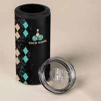 Custom Bowling Balls 4 in 1 Can Cooler Tumbler with Does This Shirt Make My Balls Look Big Quote and Retro Argyle Pattern - Wonder Print Shop