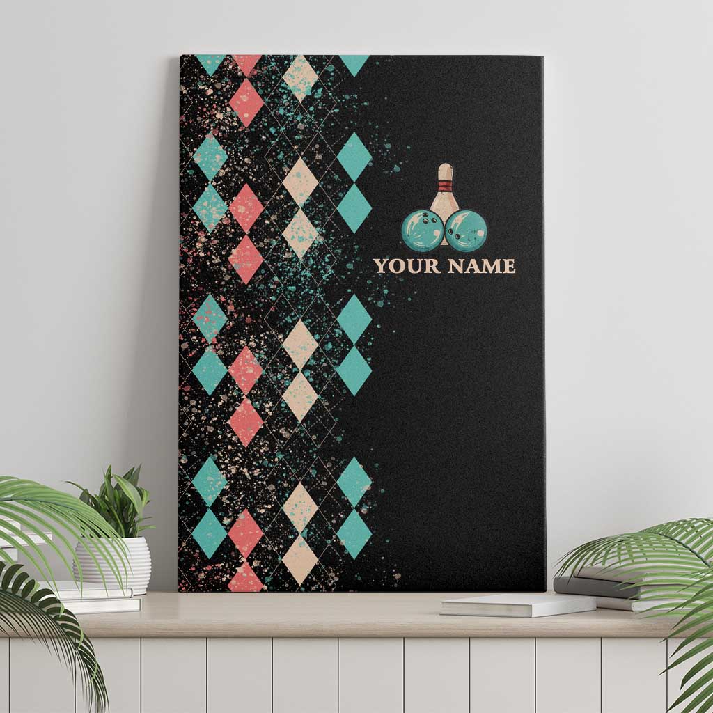 Custom Bowling Balls Canvas Wall Art with Does This Shirt Make My Balls Look Big Quote and Retro Argyle Pattern - Wonder Print Shop