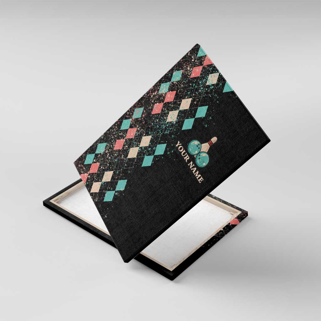 Custom Bowling Balls Canvas Wall Art with Does This Shirt Make My Balls Look Big Quote and Retro Argyle Pattern - Wonder Print Shop