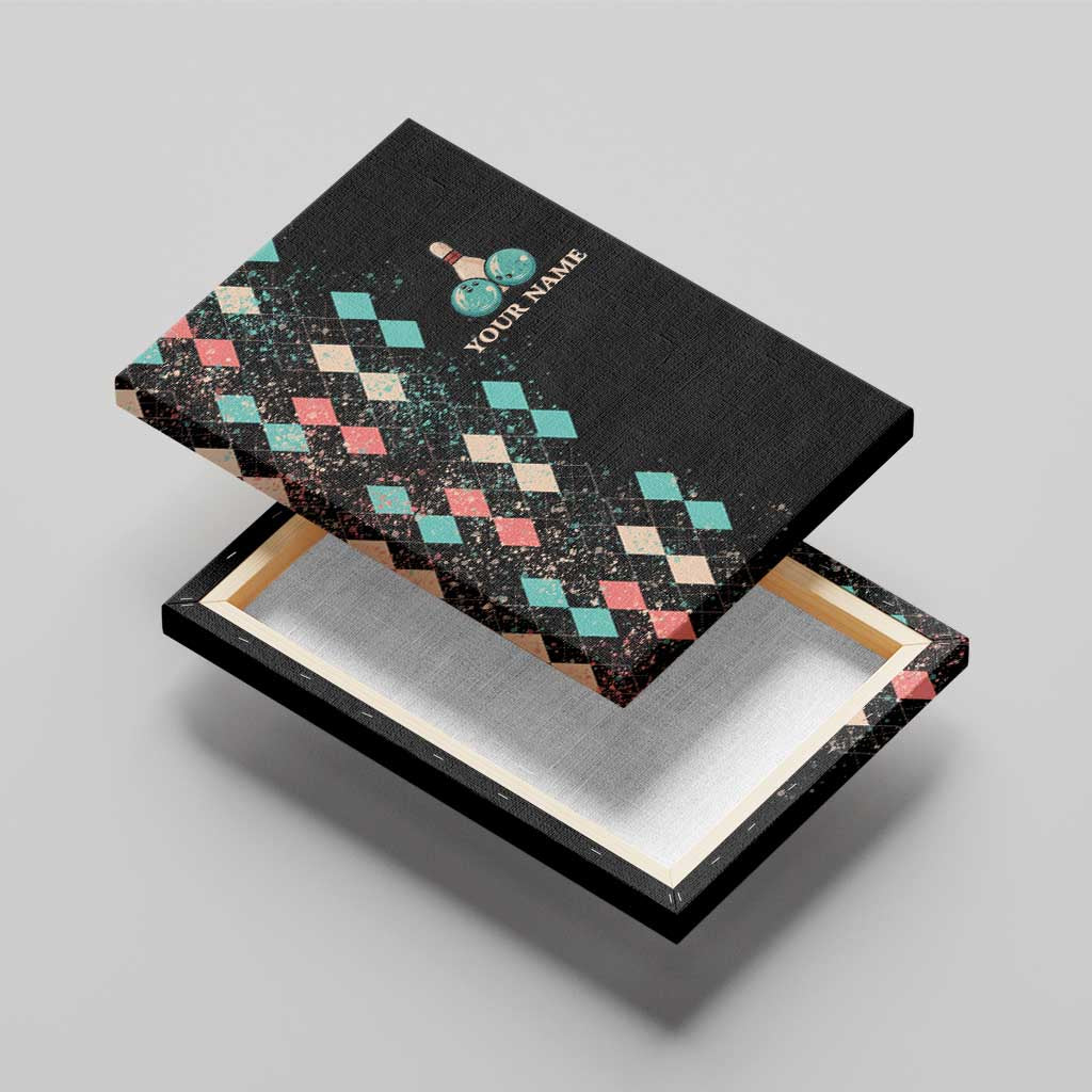 Custom Bowling Balls Canvas Wall Art with Does This Shirt Make My Balls Look Big Quote and Retro Argyle Pattern - Wonder Print Shop