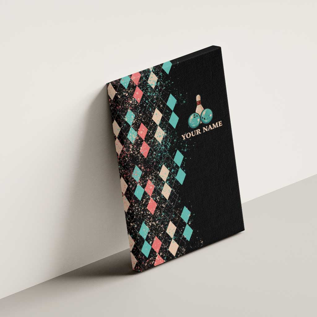 Custom Bowling Balls Canvas Wall Art with Does This Shirt Make My Balls Look Big Quote and Retro Argyle Pattern - Wonder Print Shop