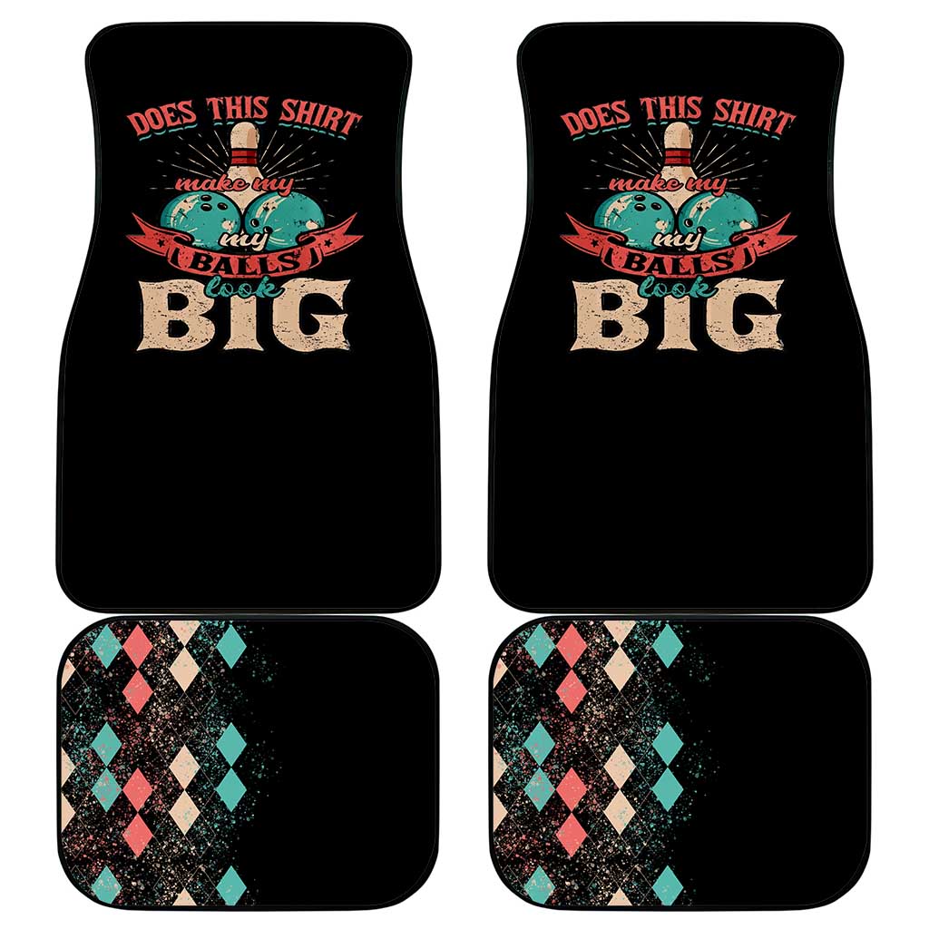 Bowling Balls Car Mats with Does This Shirt Make My Balls Look Big Quote and Retro Argyle Pattern - Wonder Print Shop
