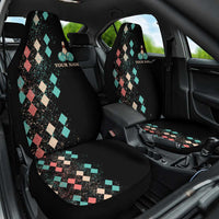 Custom Bowling Balls Car Seat Cover with Does This Shirt Make My Balls Look Big Quote and Retro Argyle Pattern - Wonder Print Shop