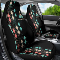 Custom Bowling Balls Car Seat Cover with Does This Shirt Make My Balls Look Big Quote and Retro Argyle Pattern - Wonder Print Shop