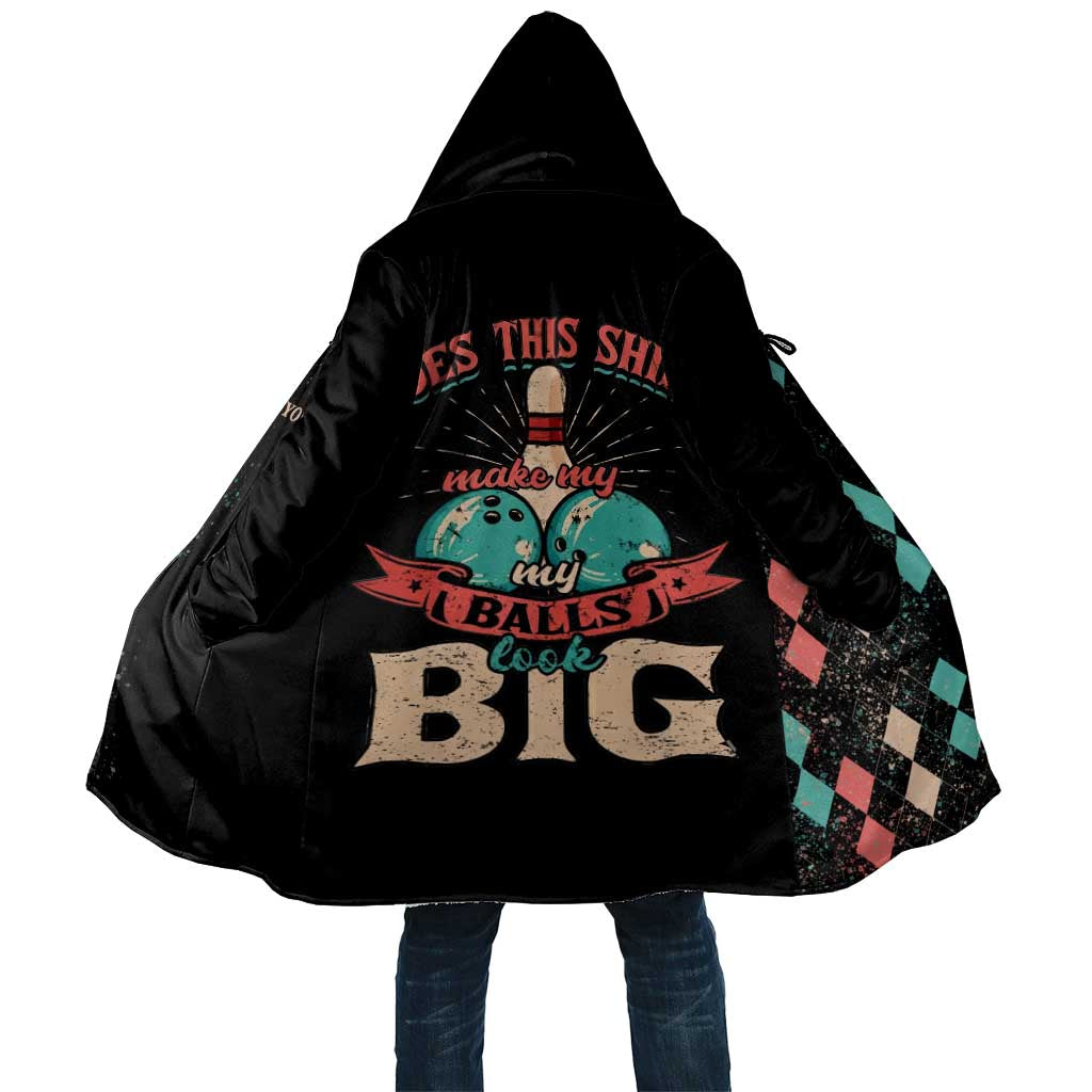 Custom Bowling Balls Cloak with Does This Shirt Make My Balls Look Big Quote and Retro Argyle Pattern - Wonder Print Shop