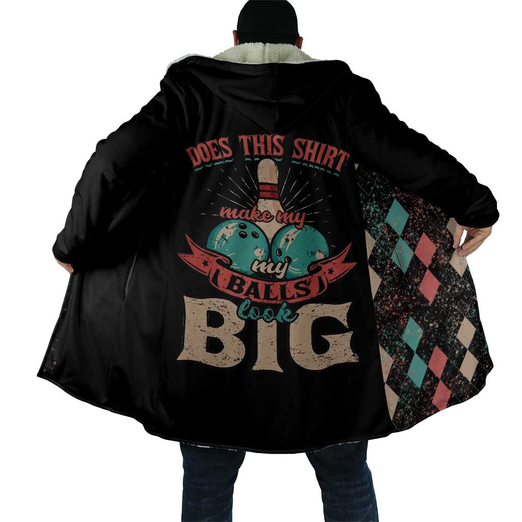 Custom Bowling Balls Cloak with Does This Shirt Make My Balls Look Big Quote and Retro Argyle Pattern - Wonder Print Shop