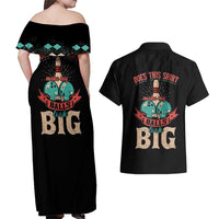 Custom Bowling Balls Couples Matching Off Shoulder Maxi Dress and Hawaiian Shirt with Does This Shirt Make My Balls Look Big Quote and Retro Argyle Pattern - Wonder Print Shop