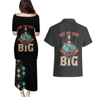 Custom Bowling Balls Couples Matching Puletasi and Hawaiian Shirt with Does This Shirt Make My Balls Look Big Quote and Retro Argyle Pattern - Wonder Print Shop