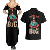 Custom Bowling Balls Couples Matching Summer Maxi Dress and Hawaiian Shirt with Does This Shirt Make My Balls Look Big Quote and Retro Argyle Pattern - Wonder Print Shop