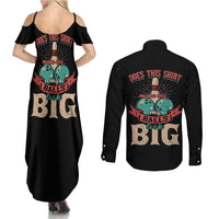 Custom Bowling Balls Couples Matching Summer Maxi Dress and Long Sleeve Button Shirt with Does This Shirt Make My Balls Look Big Quote and Retro Argyle Pattern - Wonder Print Shop