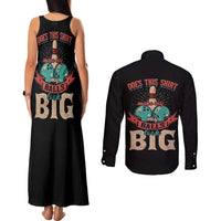 Custom Bowling Balls Couples Matching Tank Maxi Dress and Long Sleeve Button Shirt with Does This Shirt Make My Balls Look Big Quote and Retro Argyle Pattern - Wonder Print Shop