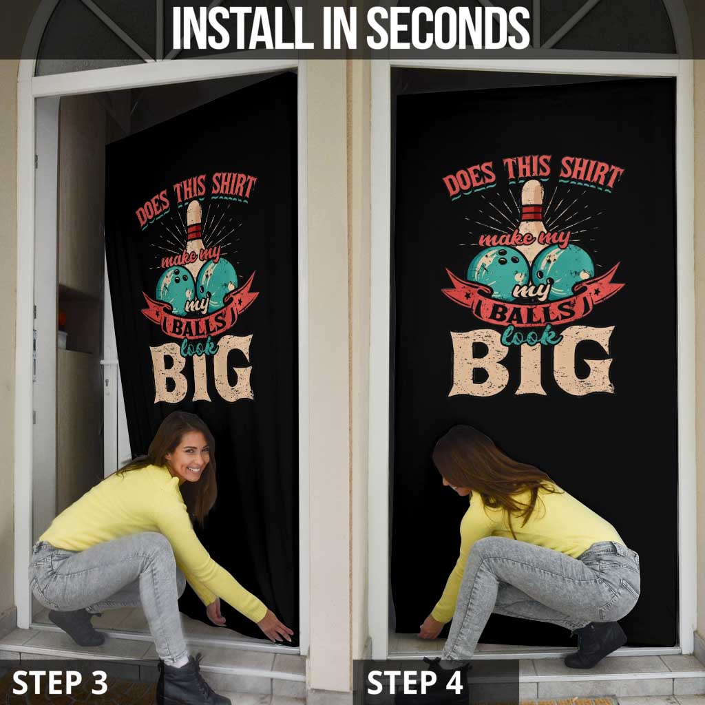 Bowling Balls Door Cover with Does This Shirt Make My Balls Look Big Quote and Retro Argyle Pattern - Wonder Print Shop