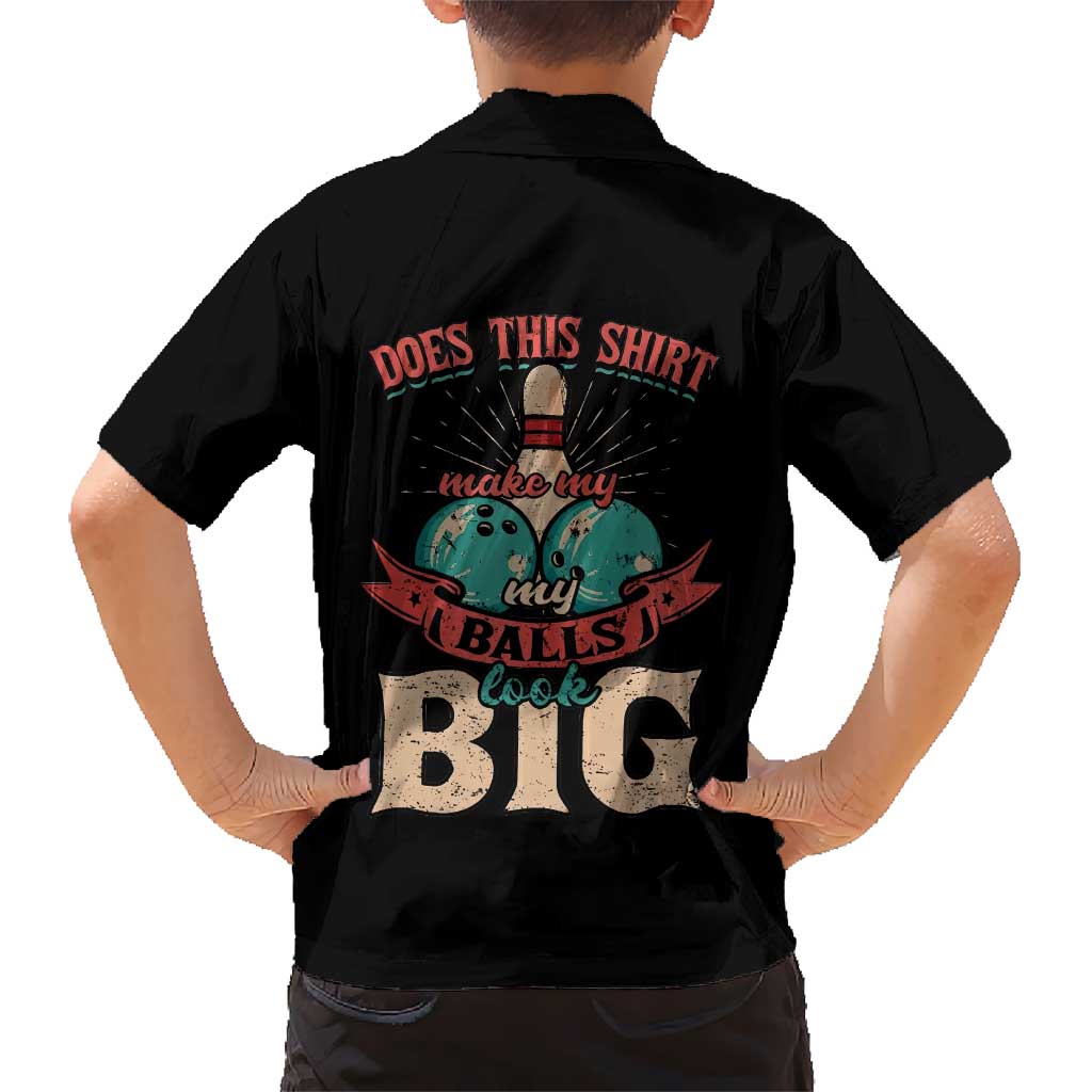 Custom Bowling Balls Family Matching Off Shoulder Short Dress and Hawaiian Shirt with Does This Shirt Make My Balls Look Big Quote and Retro Argyle Pattern - Wonder Print Shop