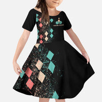 Custom Bowling Balls Family Matching Off Shoulder Short Dress and Hawaiian Shirt with Does This Shirt Make My Balls Look Big Quote and Retro Argyle Pattern - Wonder Print Shop