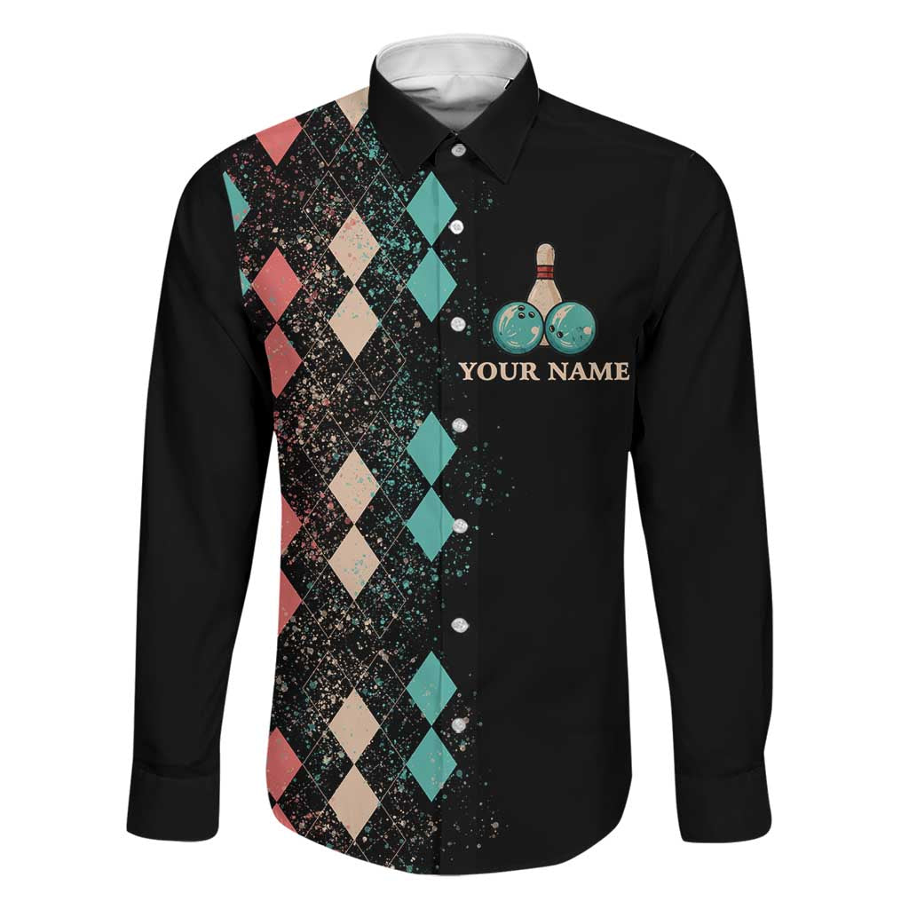 Custom Bowling Balls Family Matching Off Shoulder Short Dress and Hawaiian Shirt with Does This Shirt Make My Balls Look Big Quote and Retro Argyle Pattern - Wonder Print Shop