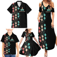 Custom Bowling Balls Family Matching Summer Maxi Dress and Hawaiian Shirt with Does This Shirt Make My Balls Look Big Quote and Retro Argyle Pattern - Wonder Print Shop