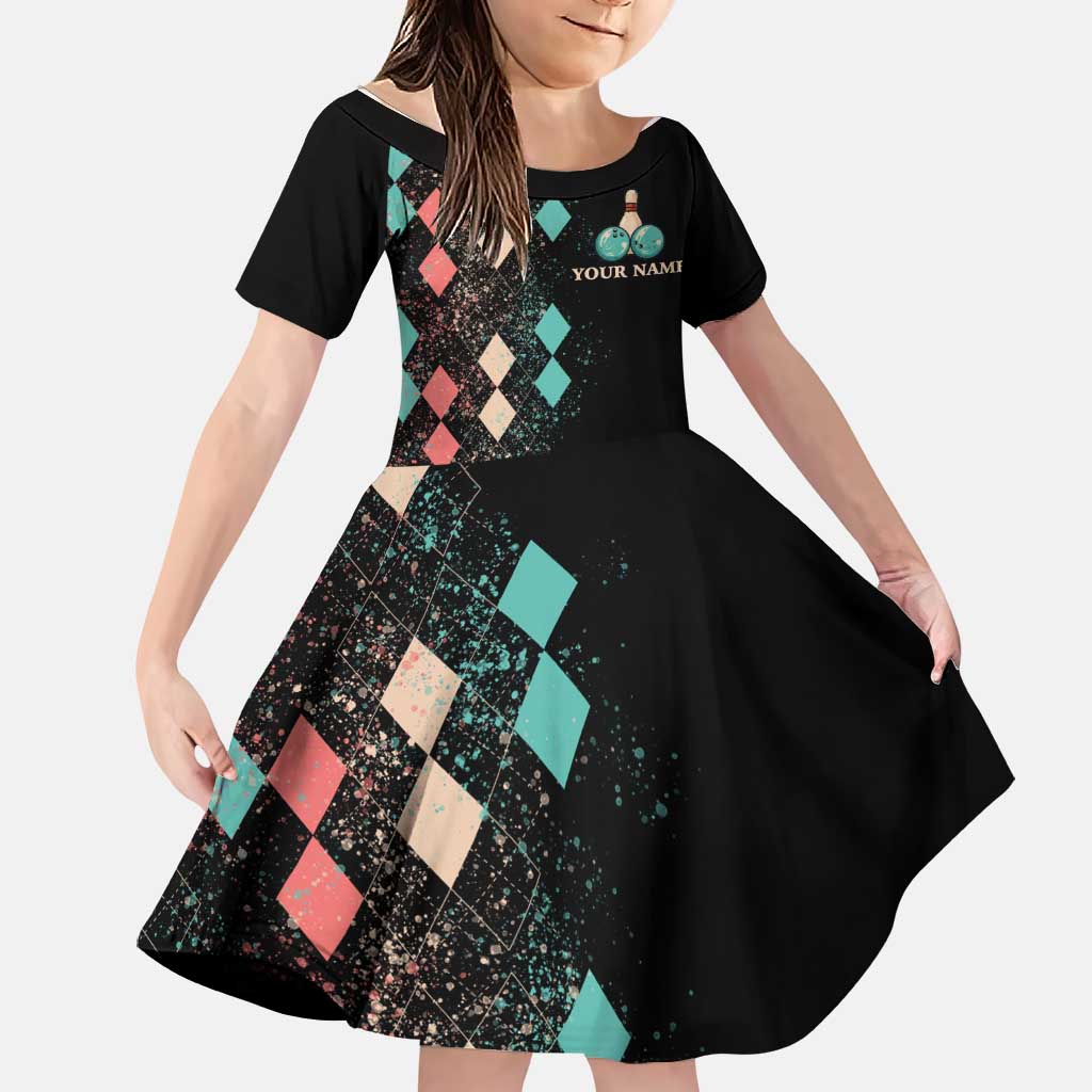 Custom Bowling Balls Family Matching Tank Maxi Dress and Hawaiian Shirt with Does This Shirt Make My Balls Look Big Quote and Retro Argyle Pattern - Wonder Print Shop