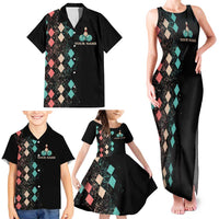 Custom Bowling Balls Family Matching Tank Maxi Dress and Hawaiian Shirt with Does This Shirt Make My Balls Look Big Quote and Retro Argyle Pattern - Wonder Print Shop
