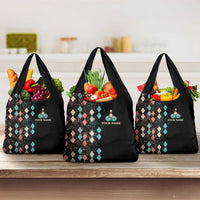 Custom Bowling Balls Grocery Bag with Does This Shirt Make My Balls Look Big Quote and Retro Argyle Pattern - Wonder Print Shop