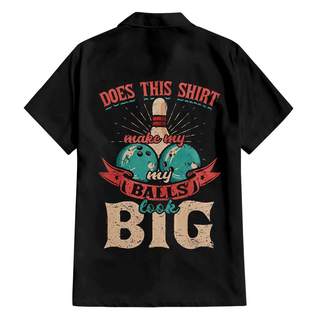 Custom Bowling Balls Hawaiian Shirt with Does This Shirt Make My Balls Look Big Quote and Retro Argyle Pattern - Wonder Print Shop