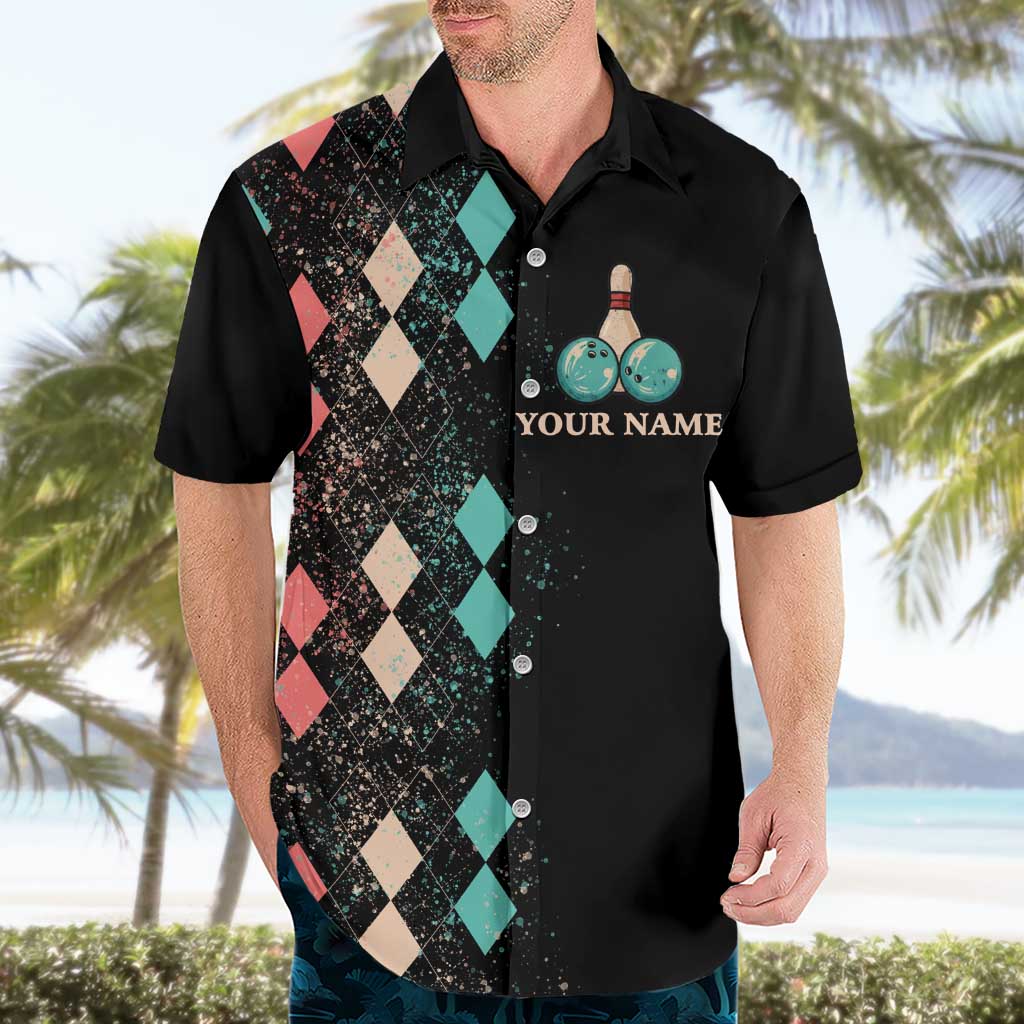 Custom Bowling Balls Hawaiian Shirt with Does This Shirt Make My Balls Look Big Quote and Retro Argyle Pattern - Wonder Print Shop