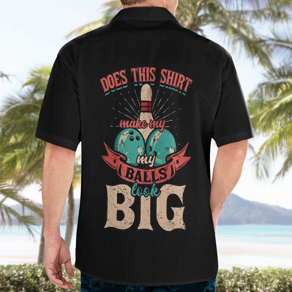 Custom Bowling Balls Hawaiian Shirt with Does This Shirt Make My Balls Look Big Quote and Retro Argyle Pattern - Wonder Print Shop