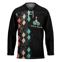 Custom Bowling Balls Hockey Jersey with Does This Shirt Make My Balls Look Big Quote and Retro Argyle Pattern - Wonder Print Shop