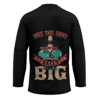 Custom Bowling Balls Hockey Jersey with Does This Shirt Make My Balls Look Big Quote and Retro Argyle Pattern - Wonder Print Shop