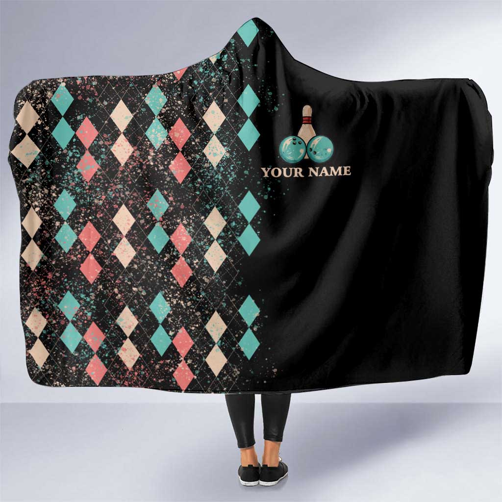 Custom Bowling Balls Hooded Blanket with Does This Shirt Make My Balls Look Big Quote and Retro Argyle Pattern - Wonder Print Shop