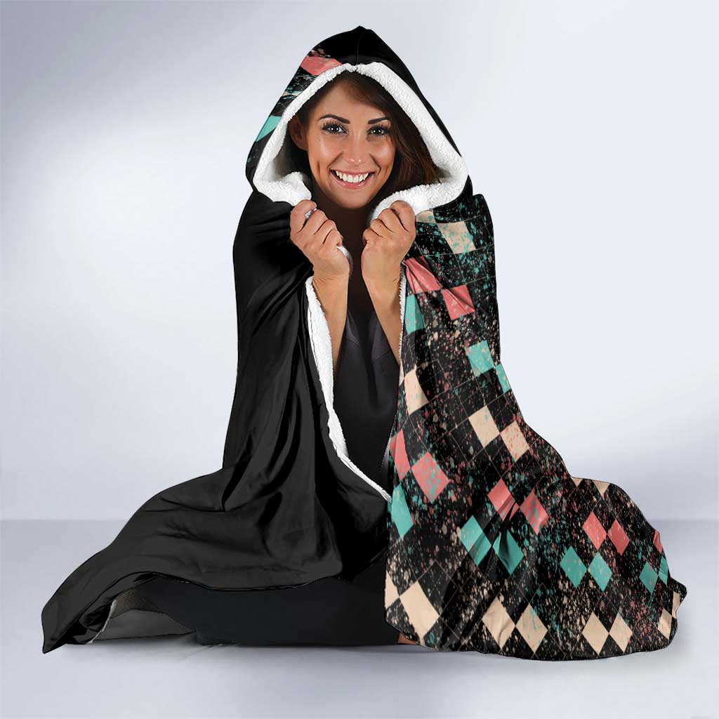 Custom Bowling Balls Hooded Blanket with Does This Shirt Make My Balls Look Big Quote and Retro Argyle Pattern - Wonder Print Shop