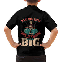 Custom Bowling Balls Kid Hawaiian Shirt with Does This Shirt Make My Balls Look Big Quote and Retro Argyle Pattern - Wonder Print Shop