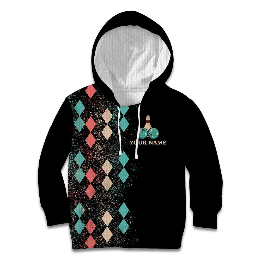 Custom Bowling Balls Kid Hoodie with Does This Shirt Make My Balls Look Big Quote and Retro Argyle Pattern - Wonder Print Shop