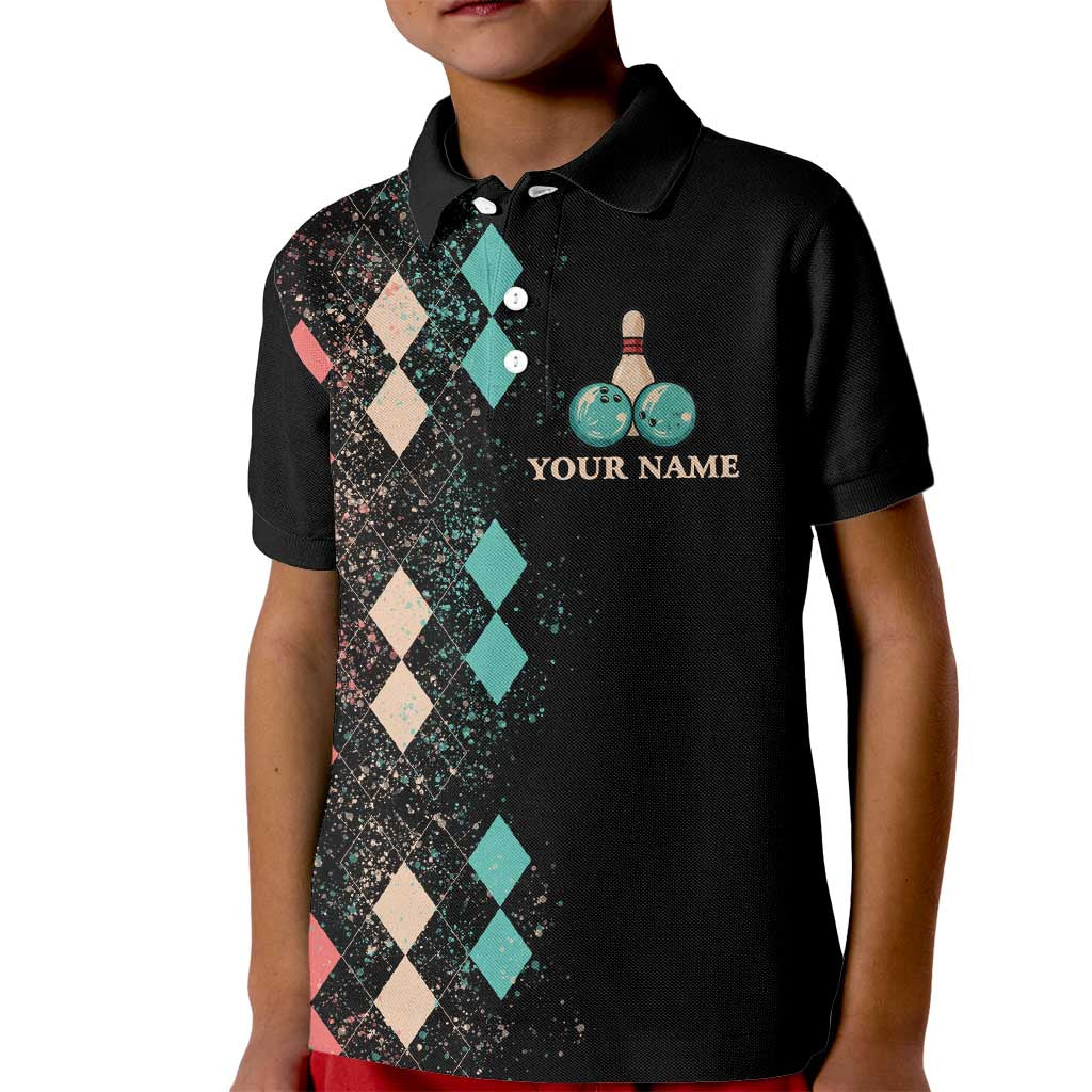 Custom Bowling Balls Kid Polo Shirt with Does This Shirt Make My Balls Look Big Quote and Retro Argyle Pattern - Wonder Print Shop