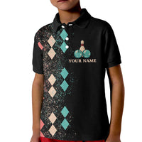 Custom Bowling Balls Kid Polo Shirt with Does This Shirt Make My Balls Look Big Quote and Retro Argyle Pattern - Wonder Print Shop