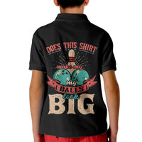 Custom Bowling Balls Kid Polo Shirt with Does This Shirt Make My Balls Look Big Quote and Retro Argyle Pattern - Wonder Print Shop