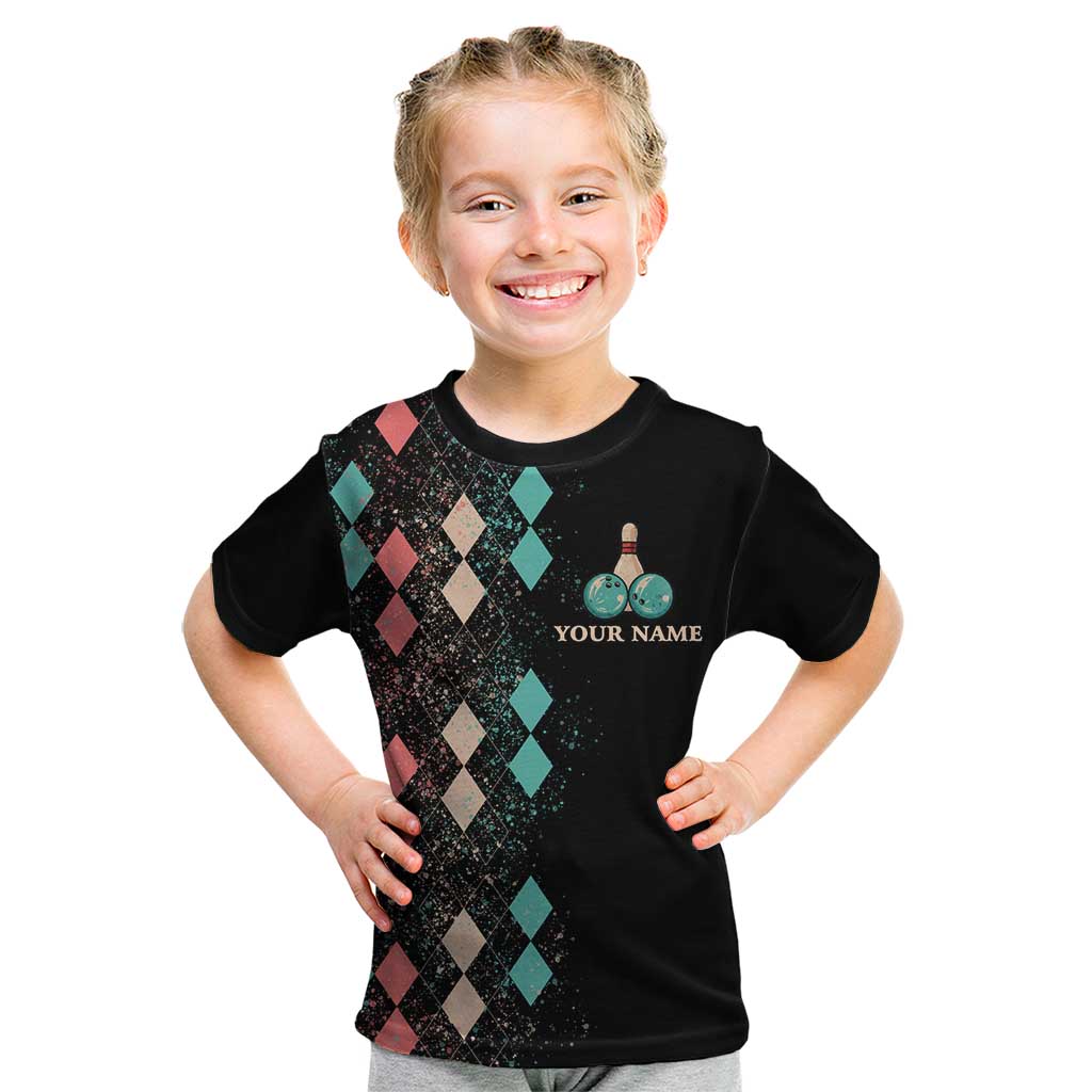 Custom Bowling Balls Kid T Shirt with Does This Shirt Make My Balls Look Big Quote and Retro Argyle Pattern - Wonder Print Shop